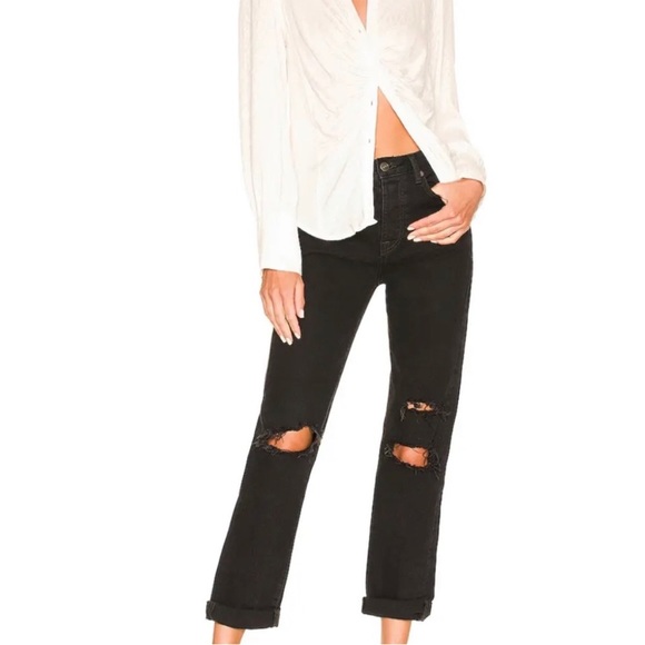 We the Free Bren Boyfriend Black Dostressed Jeans - Picture 1 of 10
